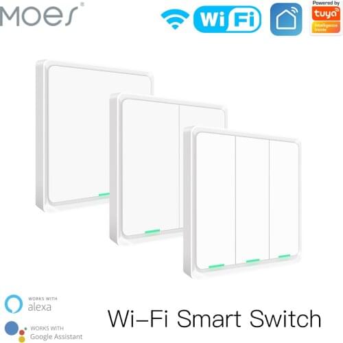 Moes Tuya WiFi Smart Wall Light Switch Neutral Wire Required Multi-control Association in Smart Life App Works with Alexa Google