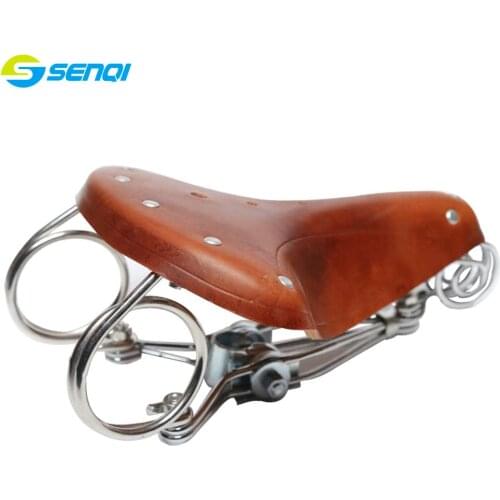 Retro Leather Bicycle Saddle Three spring seat saddle Ordinary Bike Common Cycling Accessories
