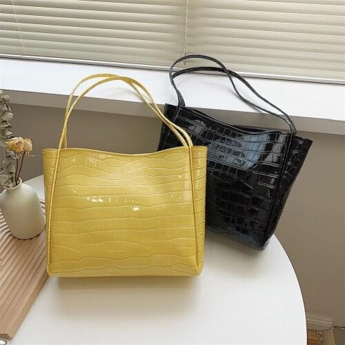 Vintage Women Stone Pattern Shoulder Shopping Bag Ladies Casual Large Capacity Tote Handbags Solid Color Designer Pouch Cluch