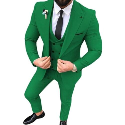 Green Wedding Tuxedos Groom Suits For Men Business Party Prom 2021 Men (Jacket +Pants+Tie ) plus size
