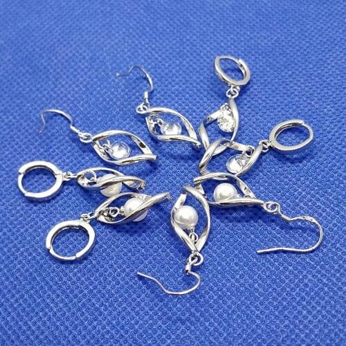 Titanium Jewelry Accessories 2019 Fashion Eariings Women Zircon Pearls Stud Earrings Female Party Gifts Body Decorations Hollow