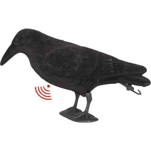 Sound Crow Animal Model Flocking Crow Decor With Wings Artificial Crow Scaring Bird Tool Black Bird Raven Prop Scary Bird Tool
