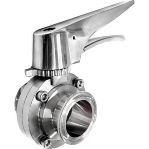 2-1/4" Sanitary Stainless Steel 304 Handle Clamp OD 77MM Multi-Position Butterfly Valve