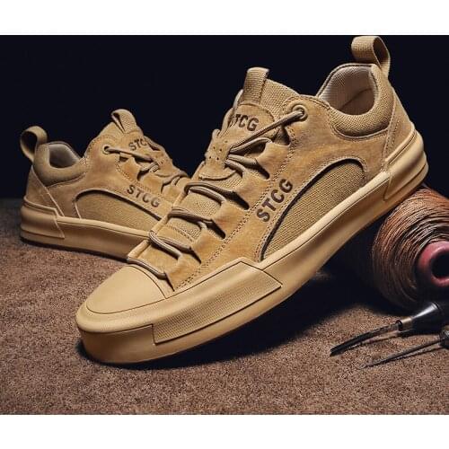 2021 Luxury Suede Leather Mens Sneakers Denim Lace Up Mens Casual Shoes Outdoor Canvas Shoes Male Handmade Leisure Shoes 38-44