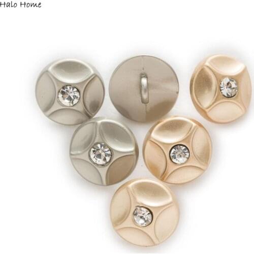 5pcs Round Shape geometric with rhinestones Simple Shank Metal Button Sewing Scrapbooking Apparel Craft Accessories Decor 11mm