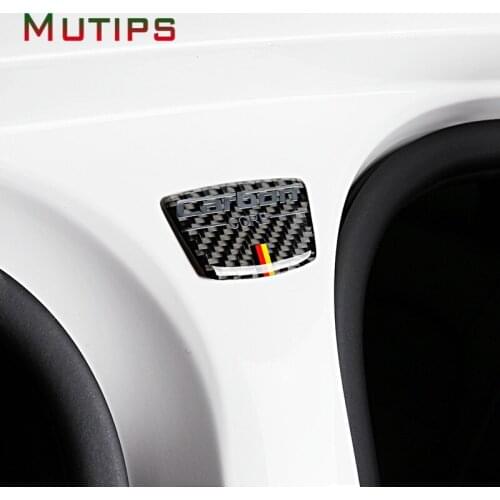 Mutips Carbon Fiber Emblem Car Stickers B Column Door Bumper Cover Auto For Mercedes C Class W205 C180 C200 C300 GLC Car Styling