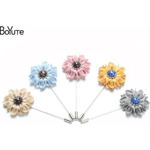 BoYuTe (5 Pieces/Lot) New Arrive Flower Lapel Pin Boutonniere Fashion Men Brooches and Pins for Suits Wholesale