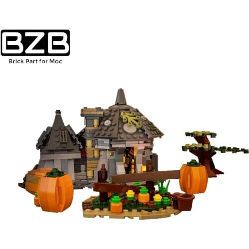 BZB MOC Halloween Decoration Creative City House Pumpkin Lamp Block Model Holiday Christmas Kids Toys DIY Best Gifts