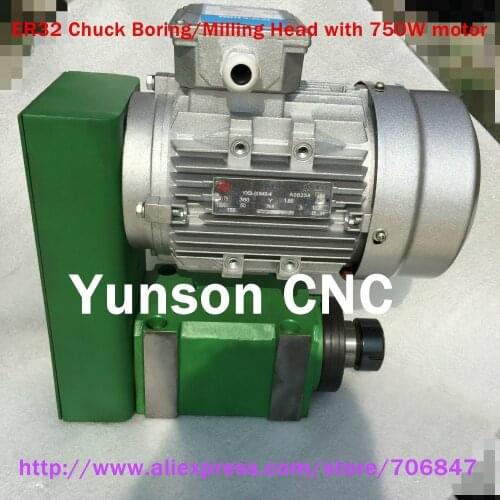 ER32 Collet Chuck Power Head Power Unit CNC Cutting/Boring/Milling Head Tool Spindle with 380V 0.75KW 750W motor