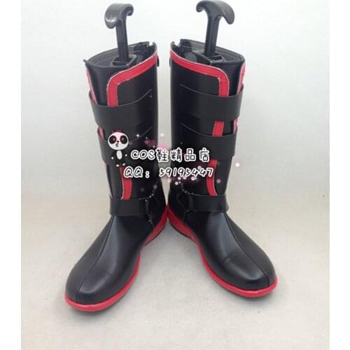 Fullmetal Alchemist Edward Elric Black Leather Cosplay Shoes Boots X002