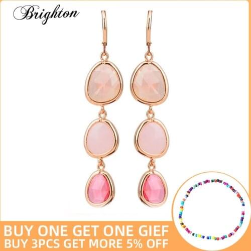 Brighton Resin Water Drop Long Earrings For Women Girls Party New Alloy Female Dangle Hanging Fashion Ear Jewelry Brincos