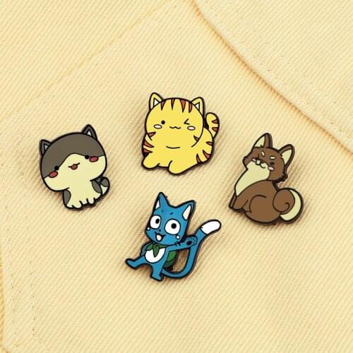 New Cartoon Naughty Cat Enamel Pins Lovely Wink Fox Brooch Kids 4 Style Animal Lapel Pin Badges Charm Women Friend Jewelry Gift