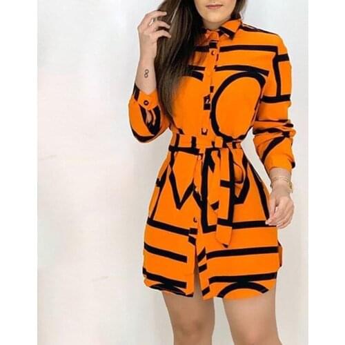 European Style Summer Women Fashion Print Geometric Sexy Mini Dress Vintage Casual Long Sleeve High Waist Elegant Dress
