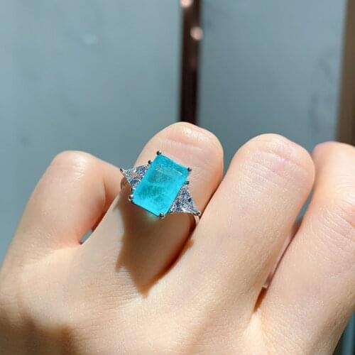 Funmode Blue Green CZ Stone Simulation Gemstone Rings Sparking Created Finger Ring Wholesale FR320