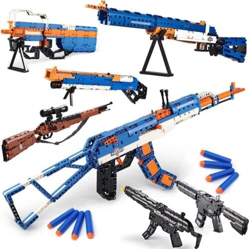 City AK Weapon Model Gun Military Police Pistol Series technical Building Block Signal Gun Assembly Bricks sets Toys for Boys