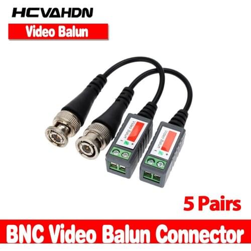 HCVAHDN 10PCS /5 Pairs Camera CCTV Passive BNC Video Balun to UTP Transceiver Connector 2000ft Distance Twisted Cable