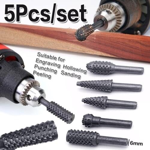 Hss Rotary Files Burr Drill Rotating Thorn Head 5pcs/set Polishing Accessories DIY Electric Grinding Head Woodworking Tools