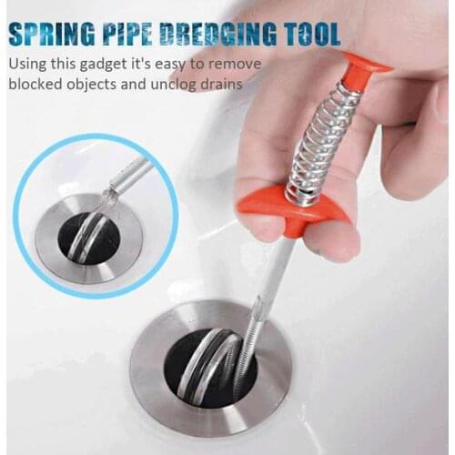 Spring Pipe Dredging Tool Sewer Cleaning Brush Bendable Sink Tub Toilet Dredge Pipe Snake Brush Tools Hand Bending Sewers Clip