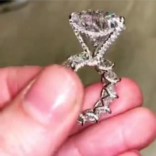 2020 Heart shape 925 Sterling Silver ring 8ct AAAAA cz Stone Luxury Engagement Wedding Band Rings for women men Party Jewelry