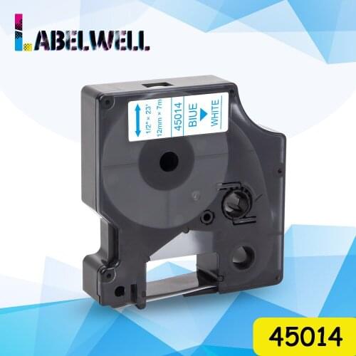 Labelwell 45014 compatible for Dymo D1 45014 12mm Blue on White label tape replace for Dymo LabelManager 100 120P 150 210D 280