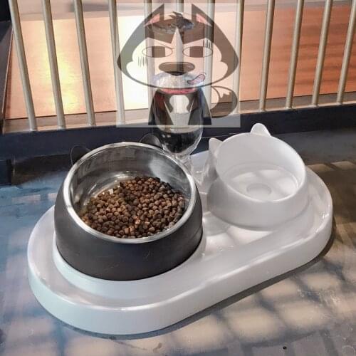 Pet Food Water Bowls with Detachable Automatic Water Dispenser Glass Feeder Bowl No-Spill Cat Dog Food Water Bowls NJ71510