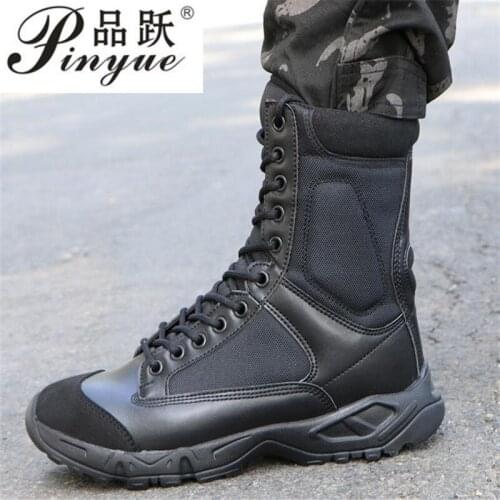 Men Tactical Military Boots Shoes Autumn Comfortable Breathable Black Combat Army Work Shoes Botas Mens Boots Wear-resistant