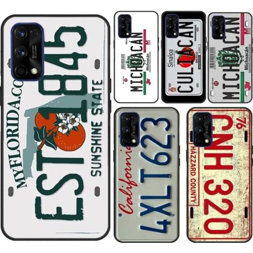 Retro License Plate Number For OnePlus 9 Pro 8 Pro Nord 7T 8T Phone Case For Realme 7 Pro 6 Pro 8 Pro Q3 7i GT C3 C21