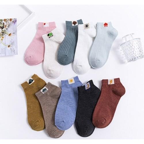 10 Pairs Men Woman Socks Breathable Sports Solid Color Boat Socks Comfortable Cotton Ankle Socks White Black