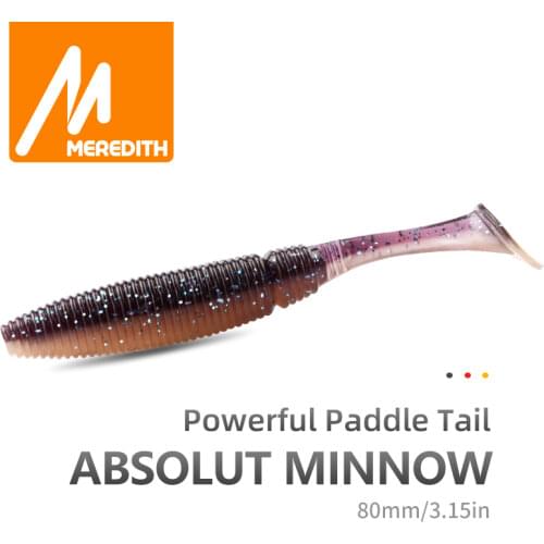 MEREDITH 3.15" Absolut Minnow Fishing Baits 3.7g 80mm 10pcs Paddle Tail Lure Wobbler Fishing Lures Artificial Fishing Soft Worm