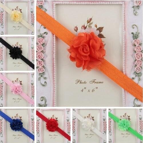 5 CM Fashion Handmade Satin Flower Children Headband Solid Color Floral Headwear Elastic Baby Girls Hair Bands Birthday Gifts