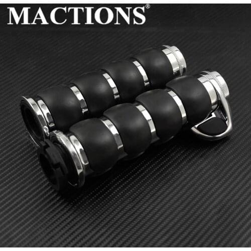 1 inch Chrome/Black Throttle Assist Bar Ends Motorcycle Rubber Handlebar Hand Grips For Suzuki For Kawasaki For Harley Chopper