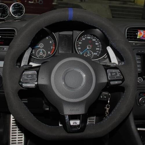 DIY Non-slip Black Suede Car Steering Wheel Cover For Volkswagen Golf 6 GTI MK6 VW Polo GTI Scirocco R Passat CC R-Line 2010