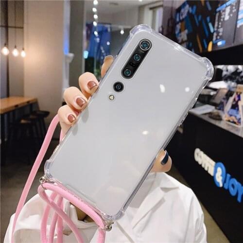 Luxury Cute Lanyard Silicone Phone Case For Xiaomi Mi 11 10 9 8 T Lite Redmi Note 10 9 8 7 6 Pro Ultra-thin Necklace Strap Cover