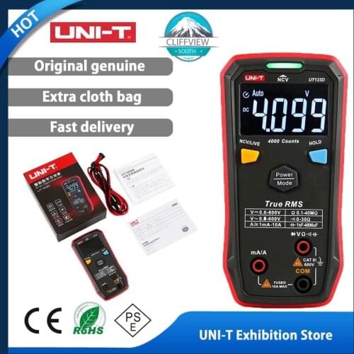 UNI-T UT123 Mini Digital Multimeter GUARANTEED AC DC Voltage Resistance Temperature Electrical NCV Tester EBTN Display UT123D