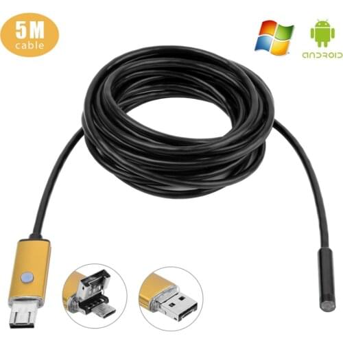 5M Cable 6LED Endoscope Tube Snake IP Camera 7mm Lens 480P Snake Tube Inspection Waterproof Micro USB Android Borescope Camera