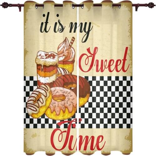 French Window Curtains Donut Afternoon Tea Sweet Living Dining Room Kids Bedroom Modern Luxury Home Decor Curtains