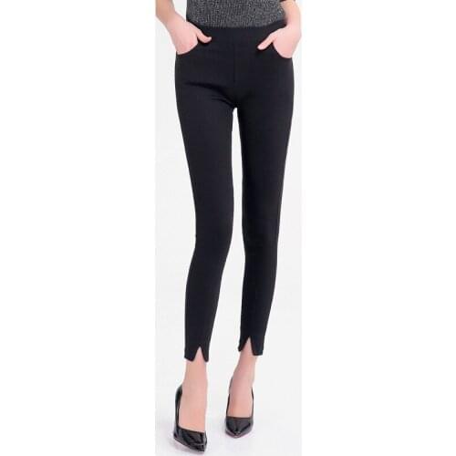 Womens Split Black Leggings S-5XL Plus Size Skinny Pencil Jeans Women High Waist Stretch Skinny Denim Capri Pants