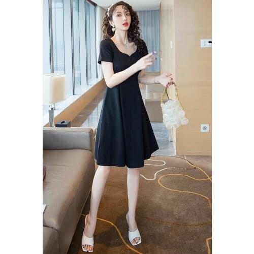 Two ways to wear Summer Party Dresses Sexy Women Short sleeve Dress V Neck Temperament Slim Waist black Dresses woman dress