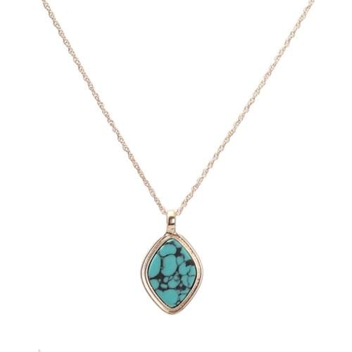 2019 New Short chain rhombus Abalone shell green marble pendant necklace for women