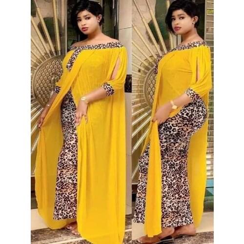 2022 Summer Leopard Loose Bodycon Fashion Outdoor Women Maxi Dress Leisure Patchwork Strapless Sexy Ethnic Style African Vestido