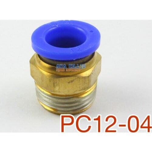 10 Pieces Tube OD 12mm x 1/2" BSPT Male Straight Pneumatic Connector Push In To Connect Fitting