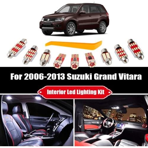 12PCS Canbus LED Interior Light Kit Xenon White Lamps For 2006-2012 2013 Suzuki Grand Vitara Map Dome Trunk License Plate Lamp