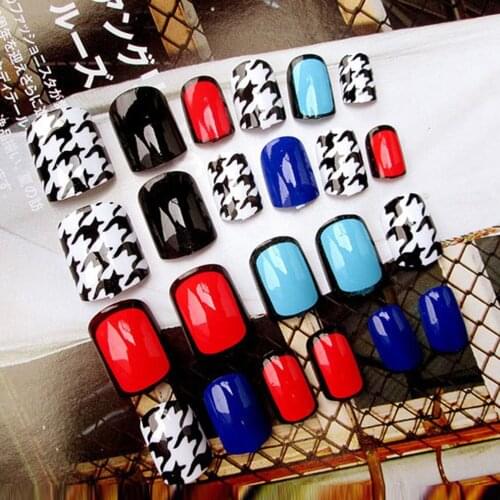 24Pcs Women Fake Nails Beauty Nail Art Sticker Tips False Nails DIY Manicure Kit Finished Nails Tools Easy To Use