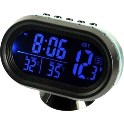 3 in 1 Multi-function Car Electronic Thermometer Auto Digital Car Thermometer Automobile Clock LED Clock Voltmeter Voltage Teste