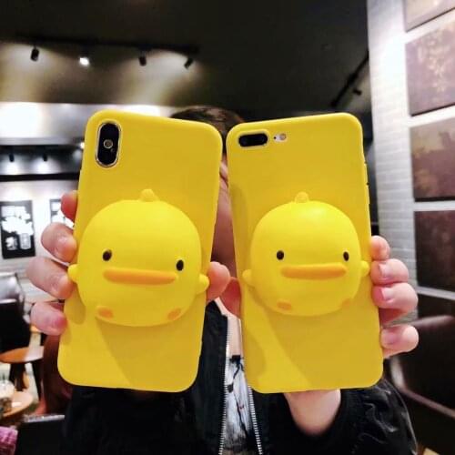 QIKEFANG 3D Cute Chicken Cartoon Phone Case For iPhone X Case For iPhone6 6S 7 8 Plus Fashion Funny vent toy Cover Case