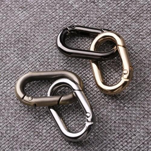 5PCs Zinc Alloy Plated Gate Spring O-Ring Oval Ring Buckle Outdoor Carabiner Purses Handbags Clips Round Push Trigger Snap Hooks