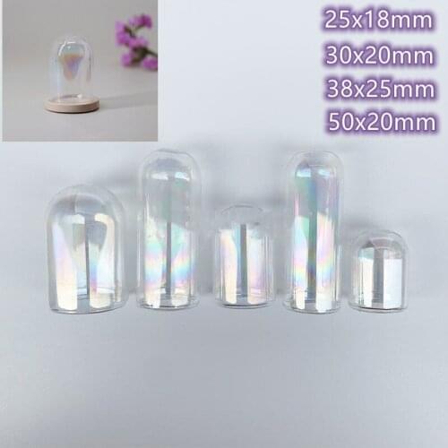 5pcs Rainbow color mini tube bell jars glass globe bubble cover dome wish diy glass bottle vial pendant necklace decor