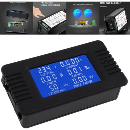 6in1 AC 220V 100A Single Phase Digital Panel Amp Volt Current Meter Watt Kwh Power Factor Meter with Coil CT