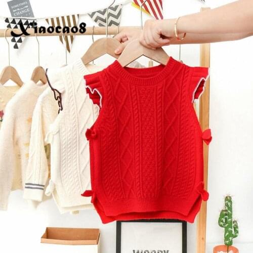 Auntum Kids Knitted Sweater Vest for Girls Cute Toddler Baby Fall Clothes 3 4 5 6 7 8 9 10 11 Years Children Clothing