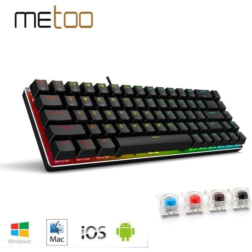 Metoo 2.4Ghz Wireless/Bluetooth/Wired Mini Portable Mechanical Keyboard RGB Backlight Gaming Keyboard for Laptop Tablet Mobile
